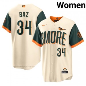 Shane Baz #34 Cream BAL Orioles Women Limited Embroidery Baseball City Connect Jersey iqY38r95