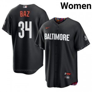 Baltimore #34 Shane Baz Black Women Player Stitch City Connect Baseball Jersey Q82ut437