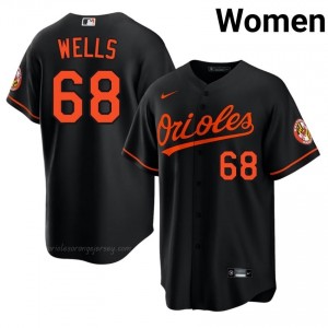 Baltimore Orioles #68 Tyler Wells Black Women Premium Embroidery Baseball Jersey CsSMV583