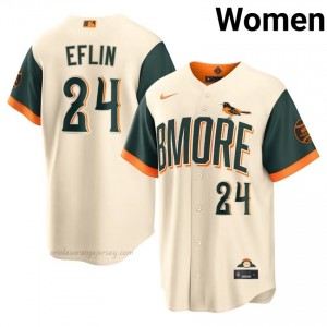 Zach Eflin #24 Cream BAL Orioles Women Limited Embroidery Baseball City Connect Jersey H3ofuo73