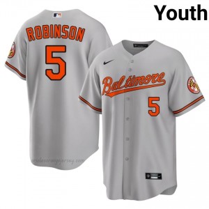 Youth Brooks Robinson #5 Gray Baltimore Orioles Game Embroidery Baseball Jersey 1DkA7l80