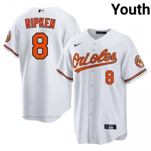 #8 Cal Ripken Jr. White BAL Youth Classic Stitched Baseball Jersey 17Tkni36