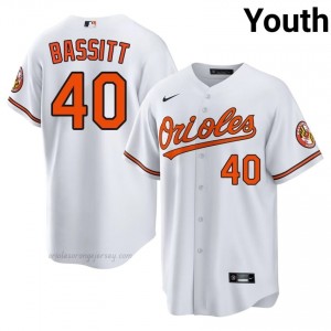 #40 Chris Bassitt White BAL Youth Classic Stitched Baseball Jersey CS580078