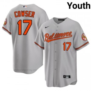 Youth Colton Cowser #17 Gray Baltimore Orioles Game Embroidery Baseball Jersey i8UR6161