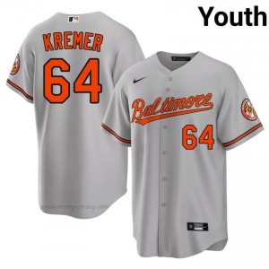 Youth Dean Kremer #64 Gray Baltimore Orioles Game Embroidery Baseball Jersey 7MJl2f39