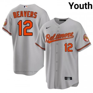 Youth Dylan Beavers #12 Gray Baltimore Orioles Game Embroidery Baseball Jersey 1P45m752