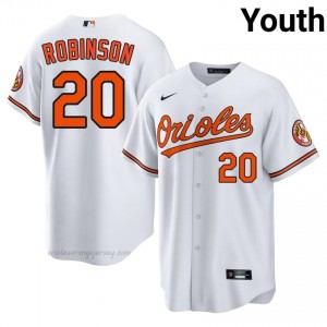 #20 Frank Robinson White BAL Youth Classic Stitched Baseball Jersey 23C1o131