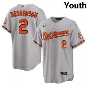Youth Gunnar Henderson #2 Gray Baltimore Orioles Game Embroidery Baseball Jersey C6I45838
