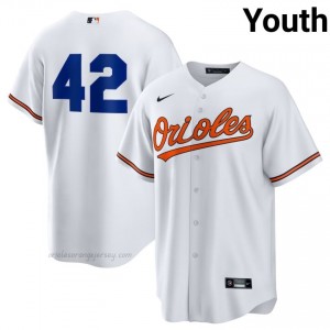 Youth Jackie Robinson Day #42 White Orioles Exclusive Stitched Baseball Jersey WVVaL026