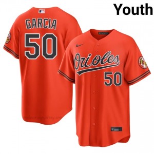 Baltimore Orioles #50 Rico Garcia Orange Youth Premium Embroidery Baseball Jersey L21A2Y61