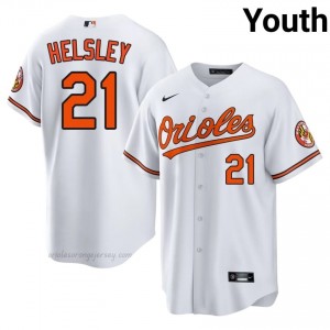 Orioles #21 Ryan Helsley White Youth Replica Stitched Baseball Jersey k503H870