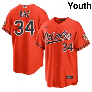 Baltimore Orioles #34 Shane Baz Orange Youth Premium Embroidery Baseball Jersey 153uIj48