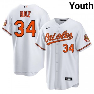 Youth Shane Baz #34 White Orioles Exclusive Stitched Baseball Jersey 8533f155