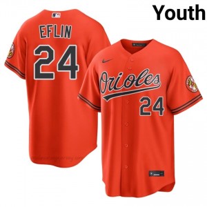 Baltimore Orioles #24 Zach Eflin Orange Youth Premium Embroidery Baseball Jersey 467av845