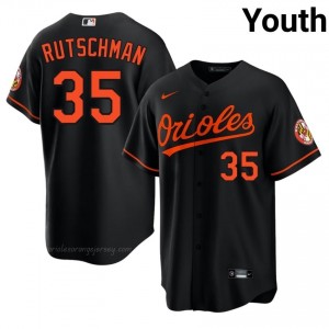 Youth Adley Rutschman #35 Black Baltimore Authentic Stitch Baseball Jersey E1pKI162