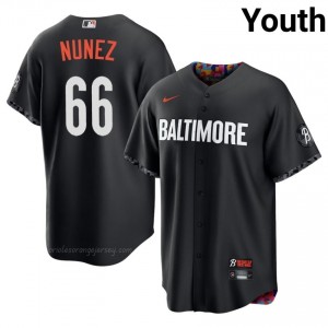 Youth Anthony Nunez #66 Black Orioles Exclusive Stitched Baseball City Connect Jersey 8ww1J874