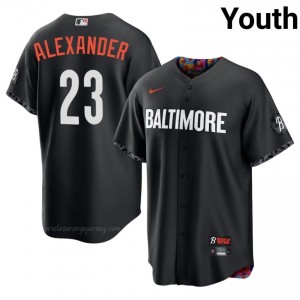 Orioles #23 Blaze Alexander Black Youth Replica Stitched City Connect Baseball Jersey M3fQj797