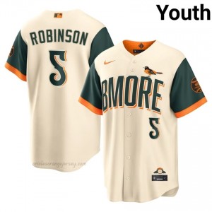 #5 Brooks Robinson Cream BAL Youth Classic Stitched City Connect Baseball Jersey A8c6J899