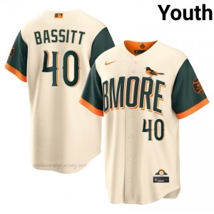 Chris Bassitt #40 Cream BAL Youth MLB Stitched Baseball City Connect Jersey 45m7jv18