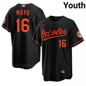 Youth Coby Mayo #16 Black Baltimore Authentic Stitch Baseball Jersey R1812247