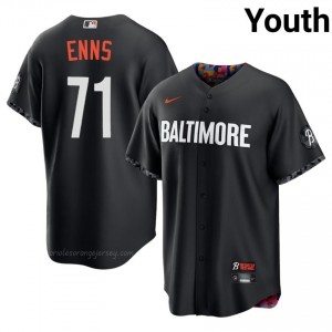 Orioles #71 Dietrich Enns Black Youth Replica Stitched City Connect Baseball Jersey wASIJ627