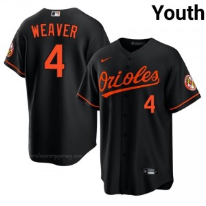 Youth Earl Weaver #4 Black Baltimore Authentic Stitch Baseball Jersey 65w2P125