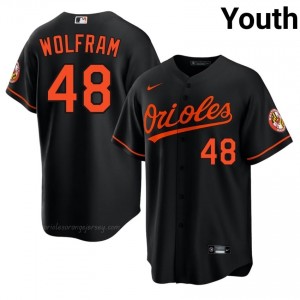 Baltimore #48 Grant Wolfram Black Youth Player Stitch Baseball Jersey w8K3X132