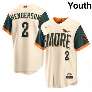#2 Gunnar Henderson Cream BAL Youth Classic Stitched City Connect Baseball Jersey b386Be96