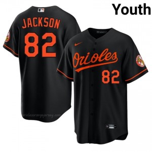 #82 Jeremiah Jackson Black Baltimore O's Youth Official Stitch Baseball Jersey 3O1T6751