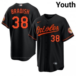 Kyle Bradish #38 Black Baltimore O's Youth Pro-Grade Stitch Baseball Jersey N86NvR91