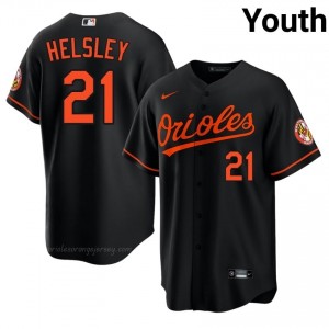 #21 Ryan Helsley Black Baltimore O's Youth Official Stitch Baseball Jersey 7W7V2894