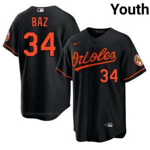Shane Baz #34 Black Baltimore O's Youth Pro-Grade Stitch Baseball Jersey v3870R25