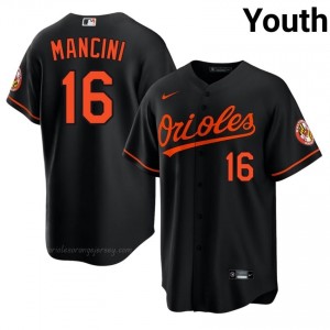 #16 Trey Mancini Black Baltimore O's Youth Official Stitch Baseball Jersey r2Tph760