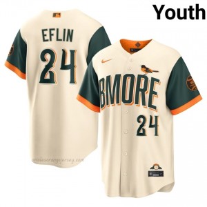 Orioles #24 Zach Eflin Cream Youth Replica Stitched City Connect Baseball Jersey 31wtd470