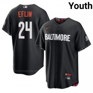 #24 Zach Eflin Black BAL Youth Classic Stitched City Connect Baseball Jersey Q1Nw0I68